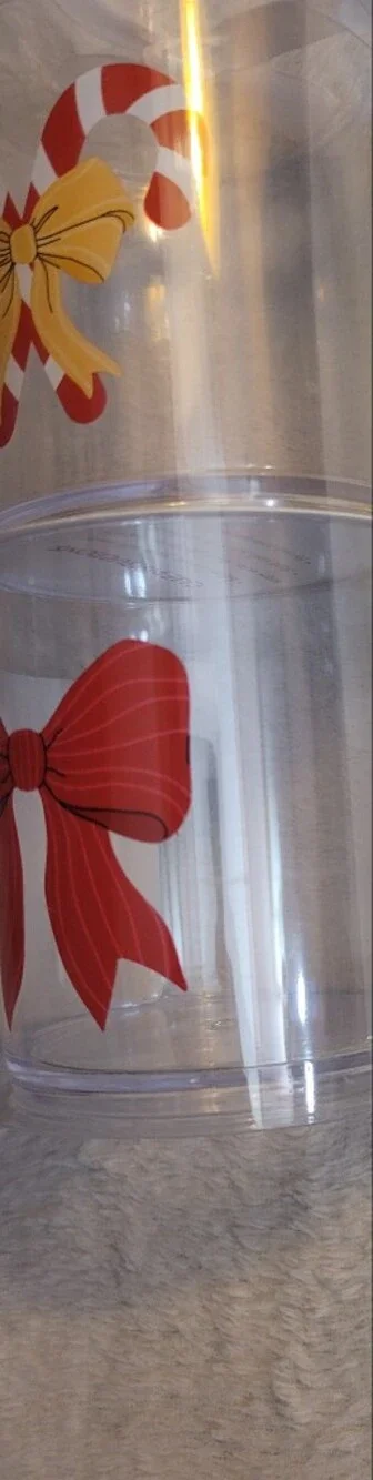 Clear Candy Cane And Bow Christmas Cups- BPA Free